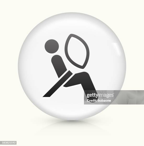 airbag test icon on white round vector button - airbag test stock illustrations