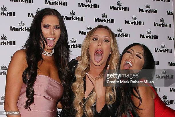 Chloe Ferry, Charlotte Crosby and Sophie Kasaei attending the Mark Hill Hair, Pick N Mix launch event on July 27, 2016 in London, England.
