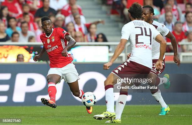 Benfica's defender Nelson Semedo in action during the Eusebio Cup match between SL Benfica and Torino at Estadio da Luz on July 27, 2016 in Lisbon,...