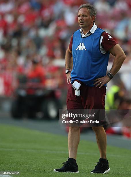 Torino's coach Sinisa Mihajlovic in action during the Eusebio Cup match between SL Benfica and Torino at Estadio da Luz on July 27, 2016 in Lisbon,...