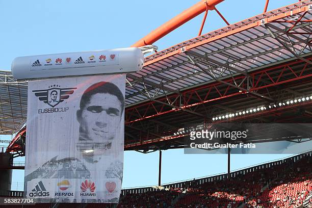 Eusebio Cup banner before the start of the Eusebio Cup match between SL Benfica and Torino at Estadio da Luz on July 27, 2016 in Lisbon, Portugal.