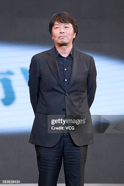 Screenwriter Liu Zhenyun attends the press conference of director Feng Xiaogang's film "I Am Not Madame Bovary" on July 27, 2016 in Beijing, China.
