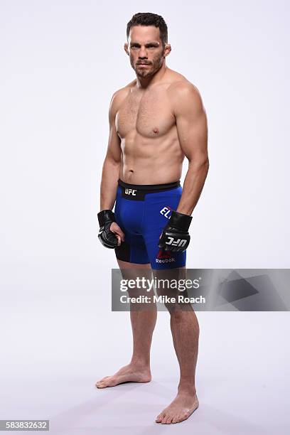 Jake Ellenberger poses for a portrait during a UFC photo session at Sheraton Atlanta Hotel on July 26, 2016 in Atlanta, Georgia.