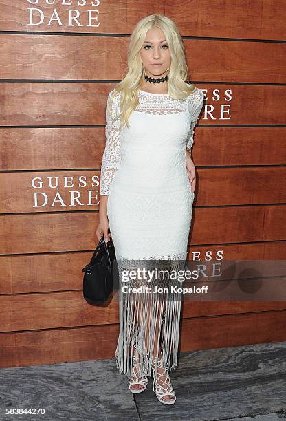 Model Ava Sambora arrives at GUESS Dare + Double Dare Fragrance Launch at Ysabel on July 27, 2016 in West Hollywood, California.