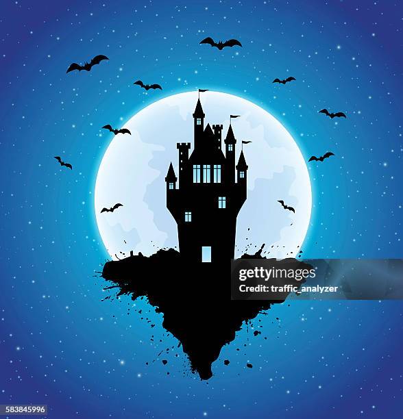 halloween background - spooky castle stock illustrations