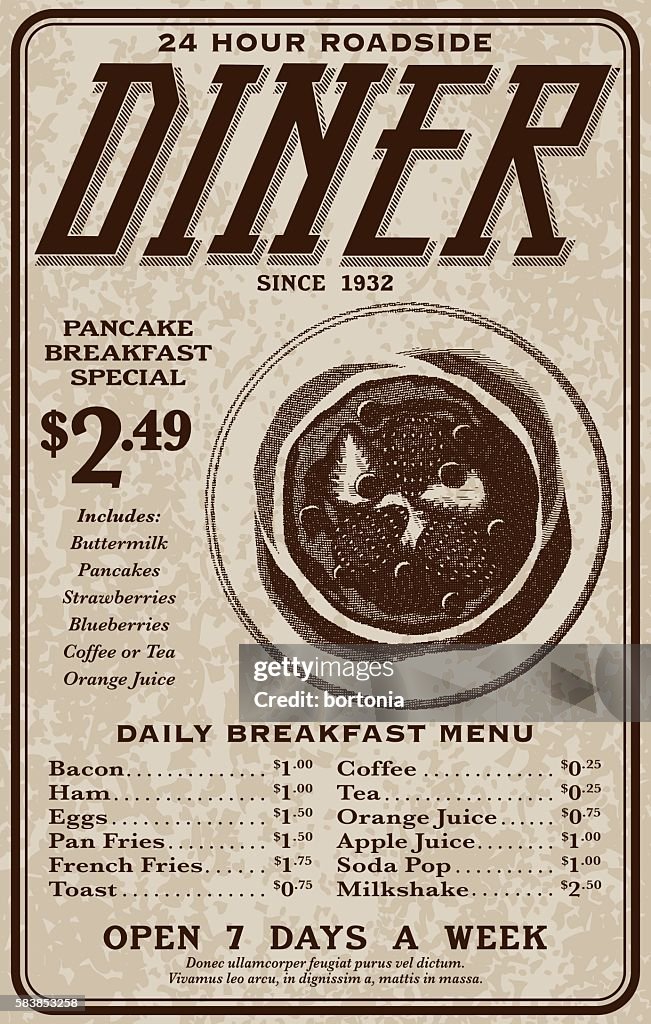 Old Fashioned Retro Roadside Diner Advertisement