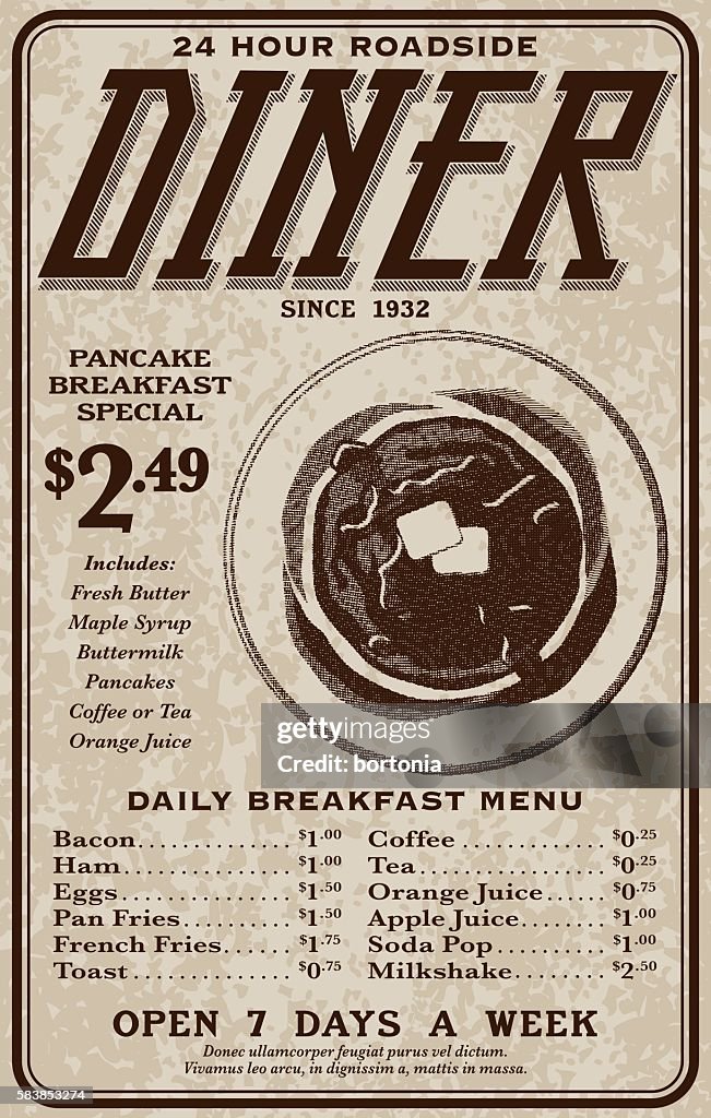 Old Fashioned Retro Roadside Diner Advertisement