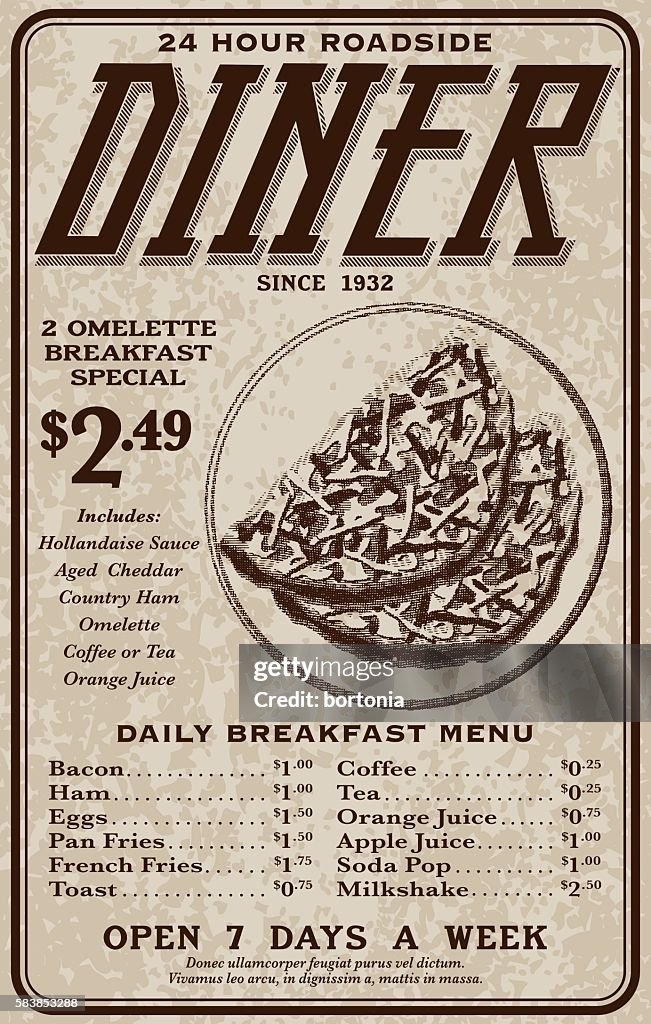 Old Fashioned Retro Roadside Diner Advertisement