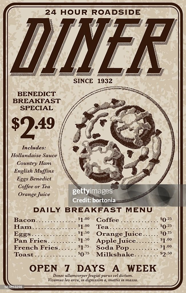 Old Fashioned Retro Roadside Diner Advertisement