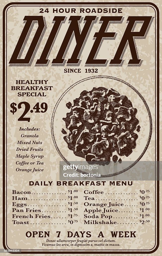 Altmodische Retro Roadside Diner Werbung