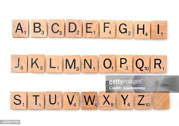alfabeto completo scarabeo - testo foto e immagini stock