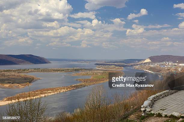 landscape of the volga in the spring, russia - volga river stock pictures, royalty-free photos & images