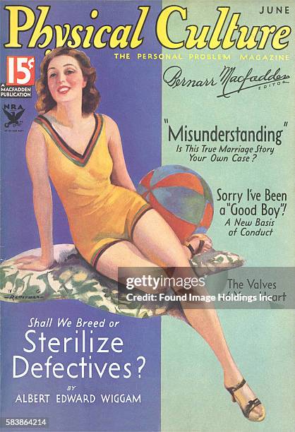 Vintage illustration of Cover of Physical Culture Magazine, 1930s.