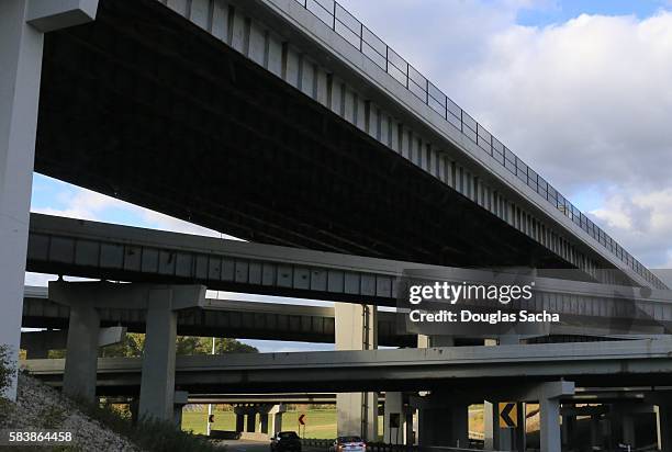 triple decker elevated highway bridges - triple decker stock pictures, royalty-free photos & images