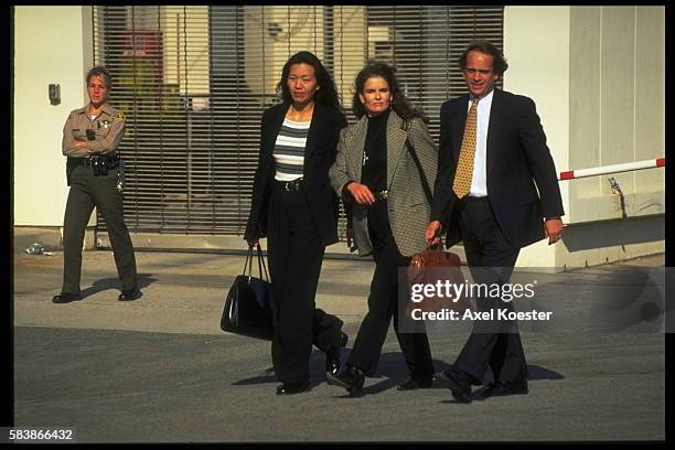 Denise Brown, the sister of Nicole, with her lawyer John Kelly.