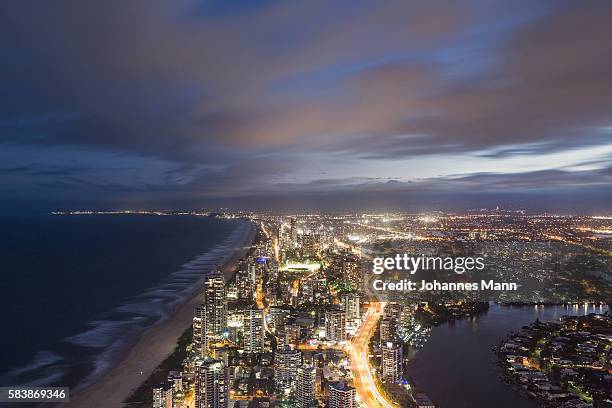 surfers paradise - gold coast night stock pictures, royalty-free photos & images