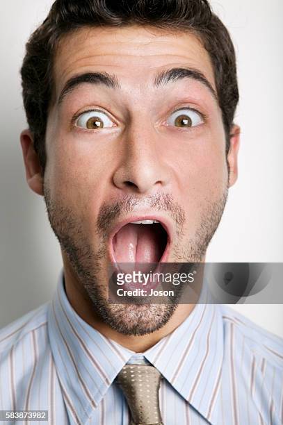 businessman with mouth open - man open mouth stock pictures, royalty-free photos & images
