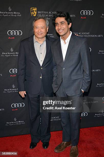 Ang Lee and Suraj Sharma arrive at the British Academy of Film and Television Arts Los Angeles Annual Awards Season Tea Party held at The Four...