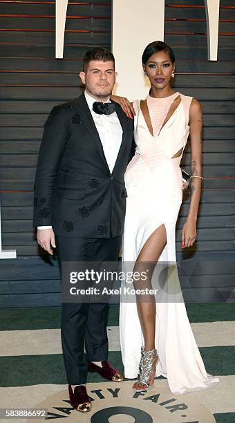 Eli 'Henree' Mizrahi and Jessica White arrive to the Vanity Fair Party, hosted by Graydon Carter, following the 88th Academy Awards at The Wallis...