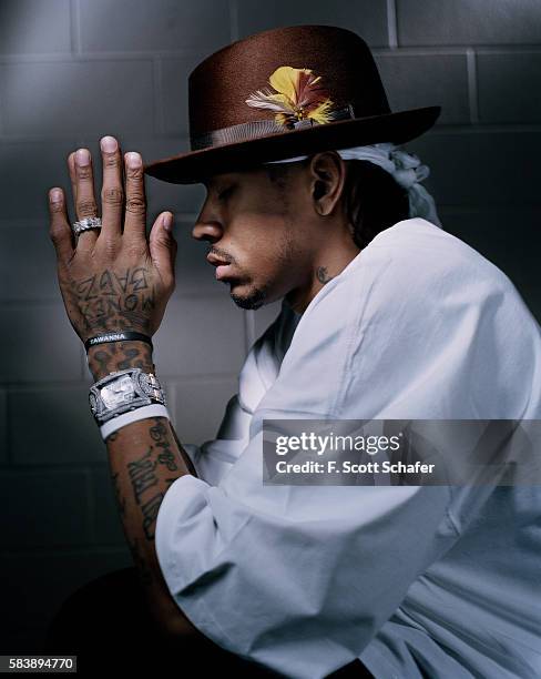 Basketball player Allen Iverson is photogrpahed for ESPN- The Magazine in 2004. PUBLISHED IMAGE.