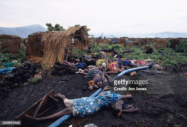 Dead bodies of massacred Rwandans refugees near Goma.