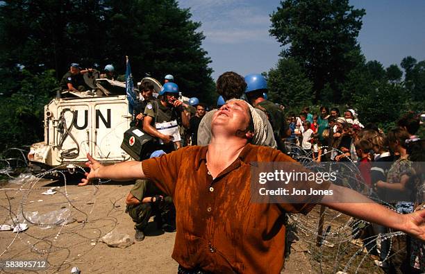 Srebrenica refugees arriving in Tuzla.