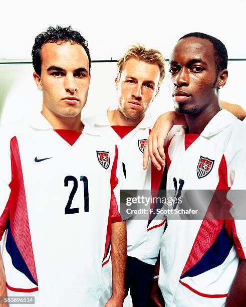 Landon Donovan, Clint Mathis, and DaMarcus Beasley) are photographed for ESPN - The Magazine in 2002.