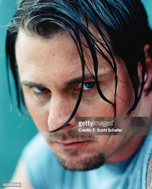 Baseball player Jason Giambi is photographed for ESPN - The Magazine in 2001 in Los Angeles, California.