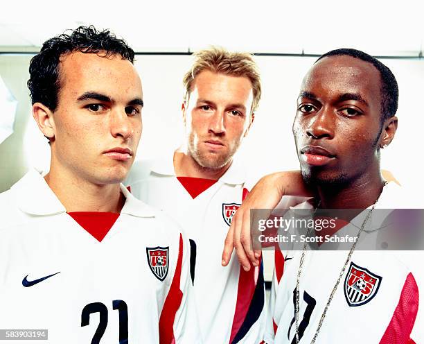 Landon Donovan, Clint Mathis, and DaMarcus Beasley) are photographed for ESPN - The Magazine in 2002.