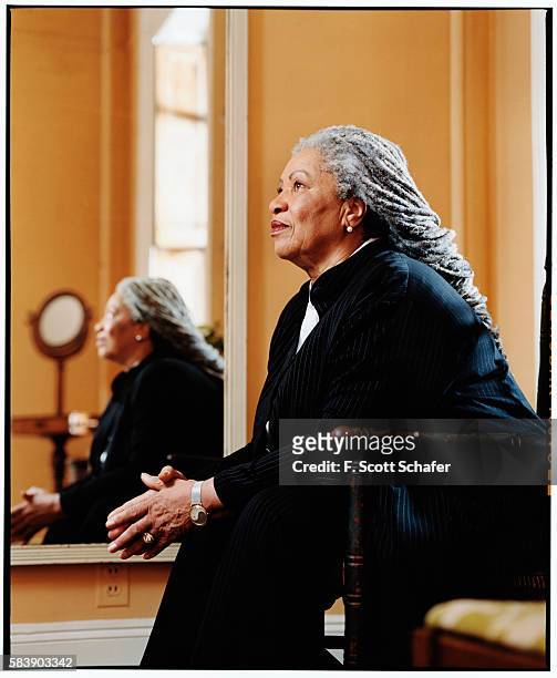 Author Toni Morrison is photographed for Newsweek Magazine in 2003 at home.