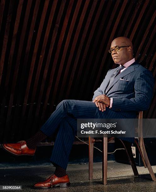 Of Island Def Jam, Antonio "L.A." Reid is photographed for Newsweek Magazine in 2004.