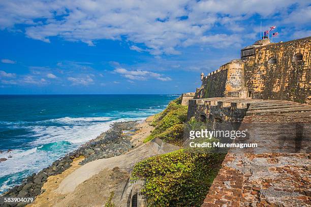el morro, castillo (castle) san felipe - san juan puerto rico fotografías e imágenes de stock