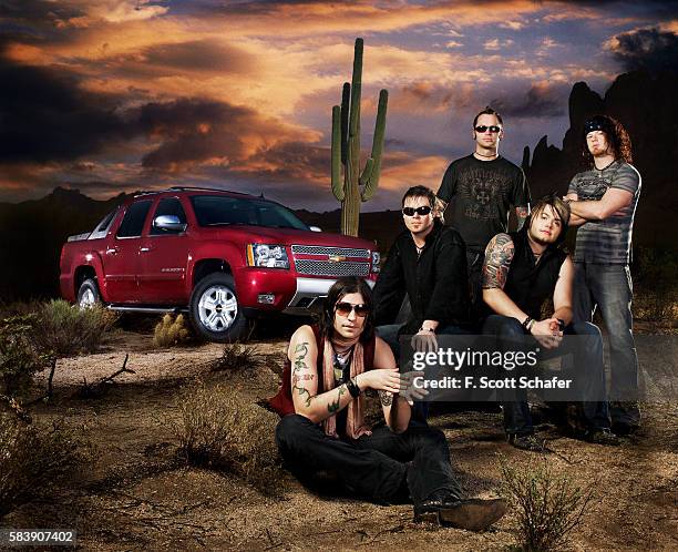 The band Hinder is photographed in 2007.