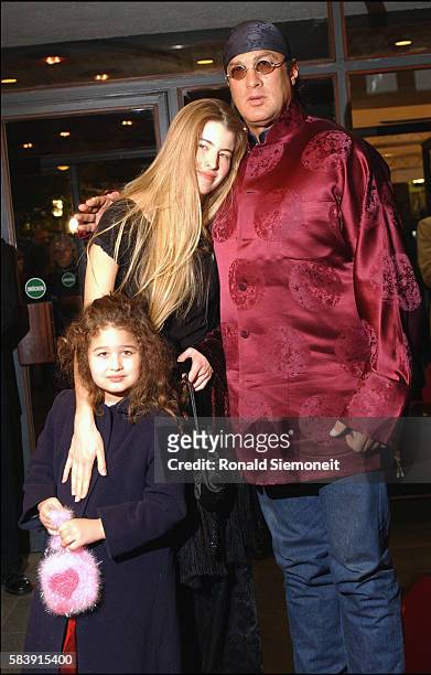 American actor Steven Segal with his wife Arissa and daughter Savannah.
