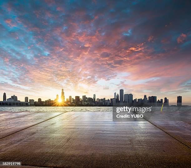 empty parking lot - chicago dusk stock pictures, royalty-free photos & images