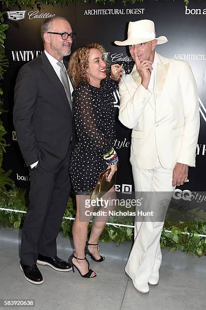 Edward Menicheschi, Danielle Levitt and Alan Faena attend the Daring 25 presented by Conde Nast & Cadillac at the Cadillac House on July 27, 2016 in...