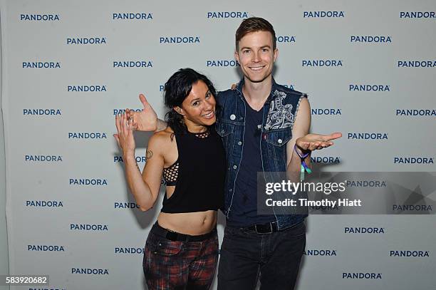 Matt Johnson and Kim Schifino of Matt and Kim perform at the Pandora Invasion at Morgan Manufacturing on July 27, 2016 in Chicago, Illinois.