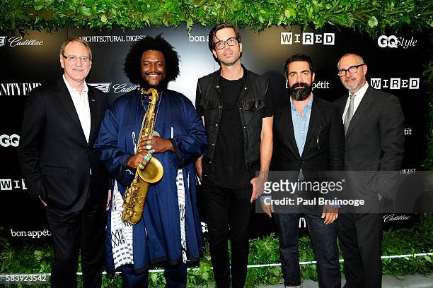 Johan de Nysschen, Kamasi Washington, Will Welch, Aaron Levine and Edward Menicheschi attend the Conde Nast Presents the Daring 25 in Partnership...
