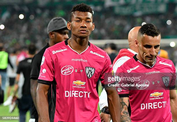 Jose Angulo and Miller Castillo players of Independiente leaves the field after losing the Copa Libertadores 2016 after a second leg final match...