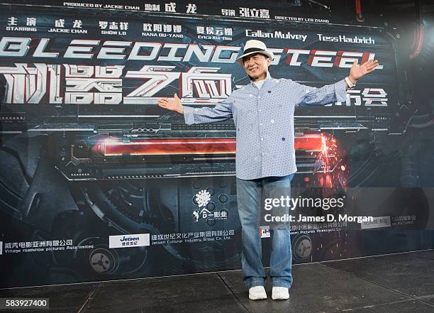 Jackie Chan during a press conference and photocall for Bleeding Steel at Sydney Opera House on July 28, 2016 in Sydney, Australia.