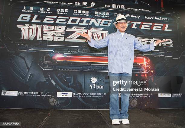 Jackie Chan during a press conference and photocall for Bleeding Steel at Sydney Opera House on July 28, 2016 in Sydney, Australia.