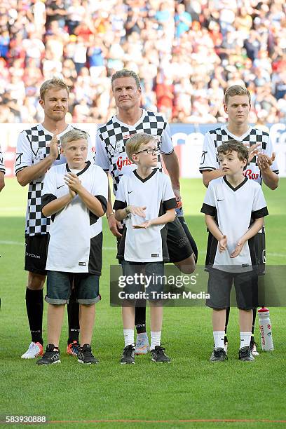 Nico Rosberg, David Coulthard and Mick Schumacher during the 'Champions for charity' football match between Nowitzki All Stars and Nazionale Piloti...