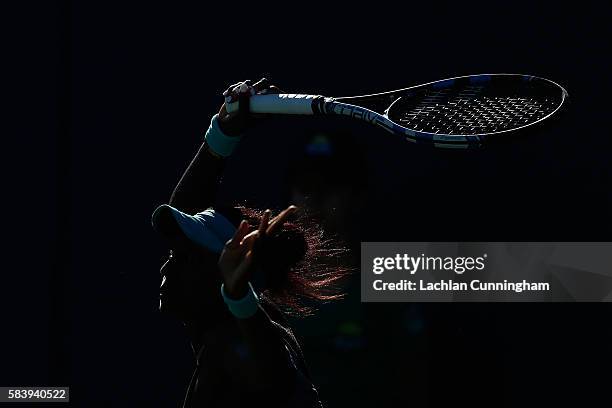 Asia Muhammad of the United States competes against Ana Bogdan of Romania during day one of the Bank of the West Classic at the Stanford University...