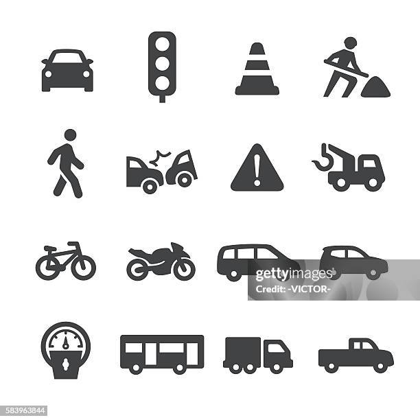 illustrazioni stock, clip art, cartoni animati e icone di tendenza di icone del traffico - serie acme - accident icon