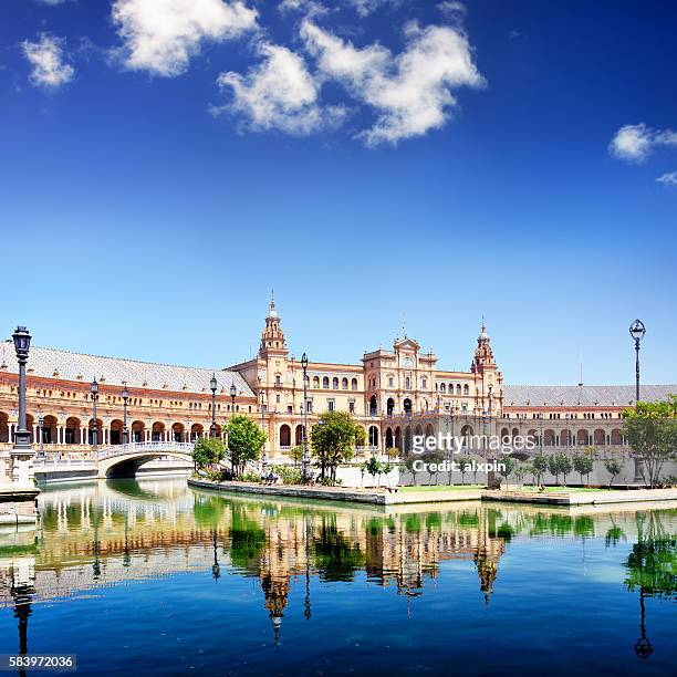 plaza de espana in seville - seville stock pictures, royalty-free photos & images