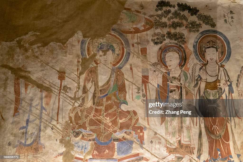 Murals of Mogao cave 276,  Sui Dynasty.   The Mogao Caves,...