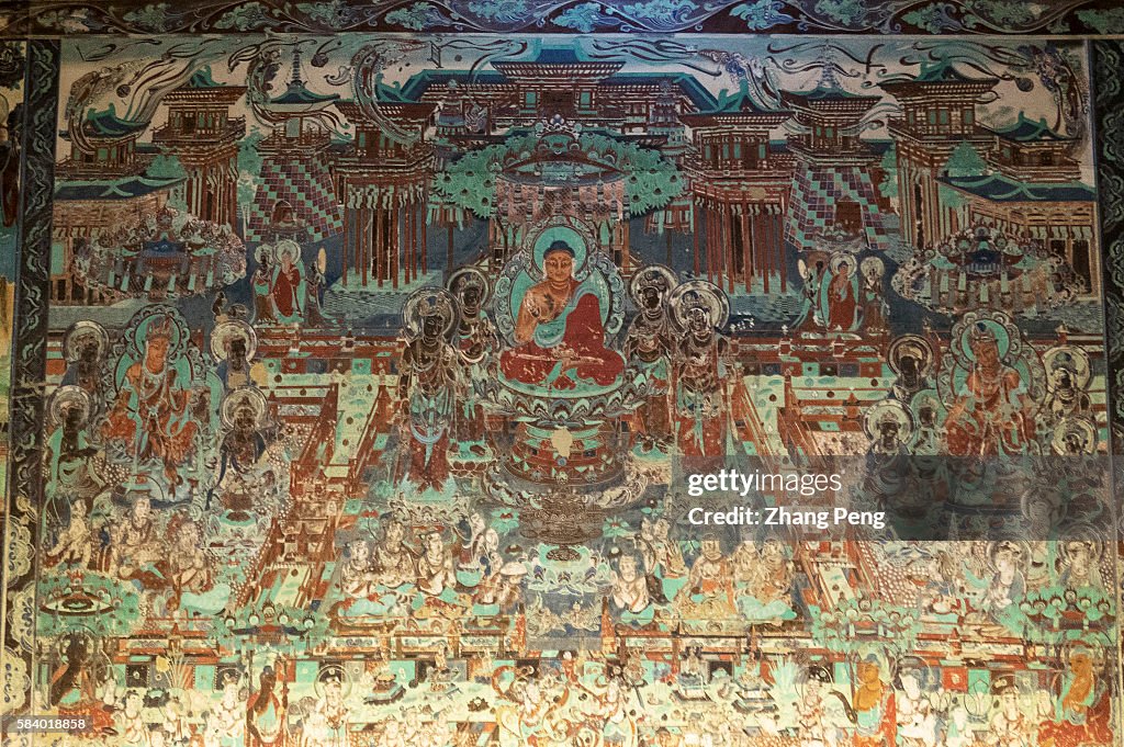 Murals of Mogao cave 217, A.D. 705-707Tang Dynasty. The...