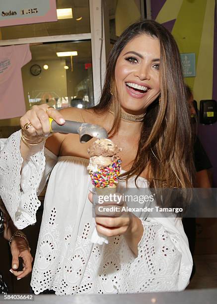 Chiquinquira Delgado is seen at the "Taste for Success" event to benefit Dress for Success Miami at The Frieze Ice Cream Factory on July 27, 2016 in...