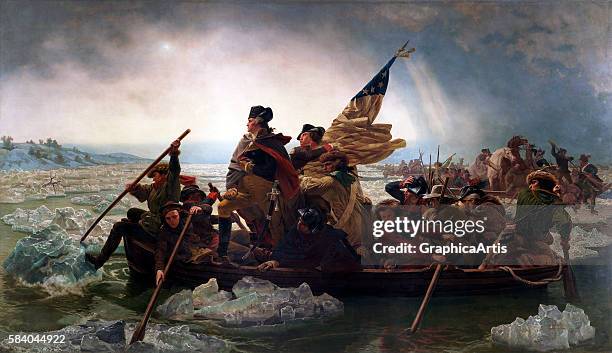 Washington Crossing the Delaware , 1851. The painting documents Washington's crossing of the Delaware River on the night of December 25-26 as part of...