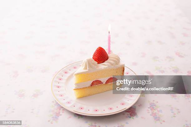 piece of birthday cake - ショートケーキ ストックフォトと画像